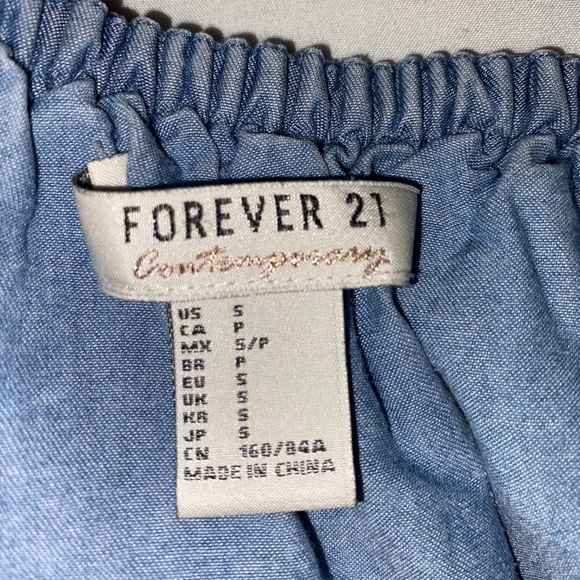 Forever 21 off the shoulder blue ruffle top - Picture 2 of 2